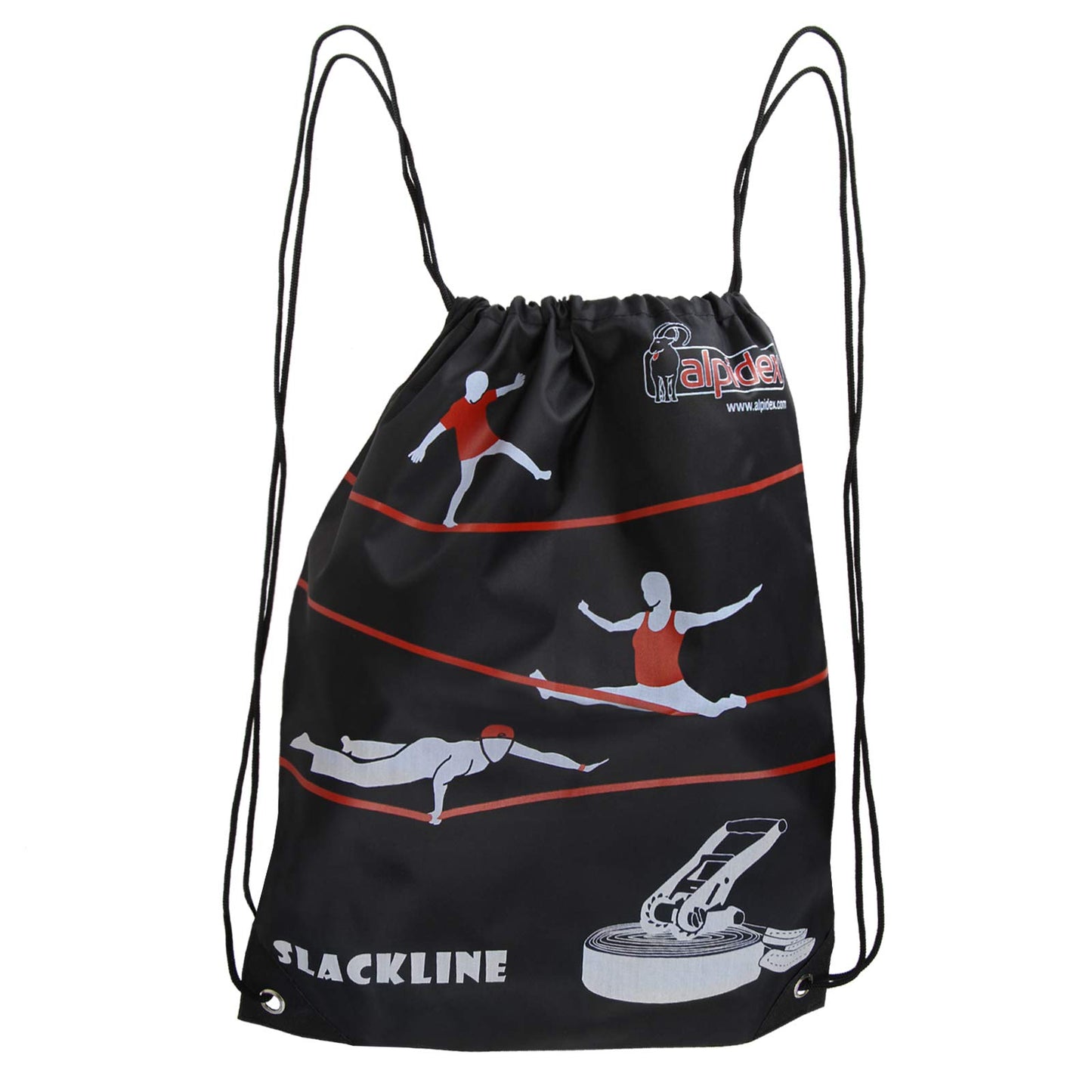 ALPIDEX Slackline Set 15 m + tree protection and ratchet protector, suitable for children, beginners, and advanced users. 7 years warranty on materials*