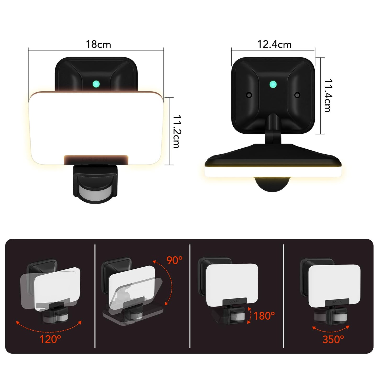 OREiN LED floodlight with motion sensor outdoor 2800LM, 2700/4000/6500K warm/neutral/cold white super bright 24W outdoor spotlight with 3 lighting modes, IP65 waterproof floodlight for garage, yard, front door