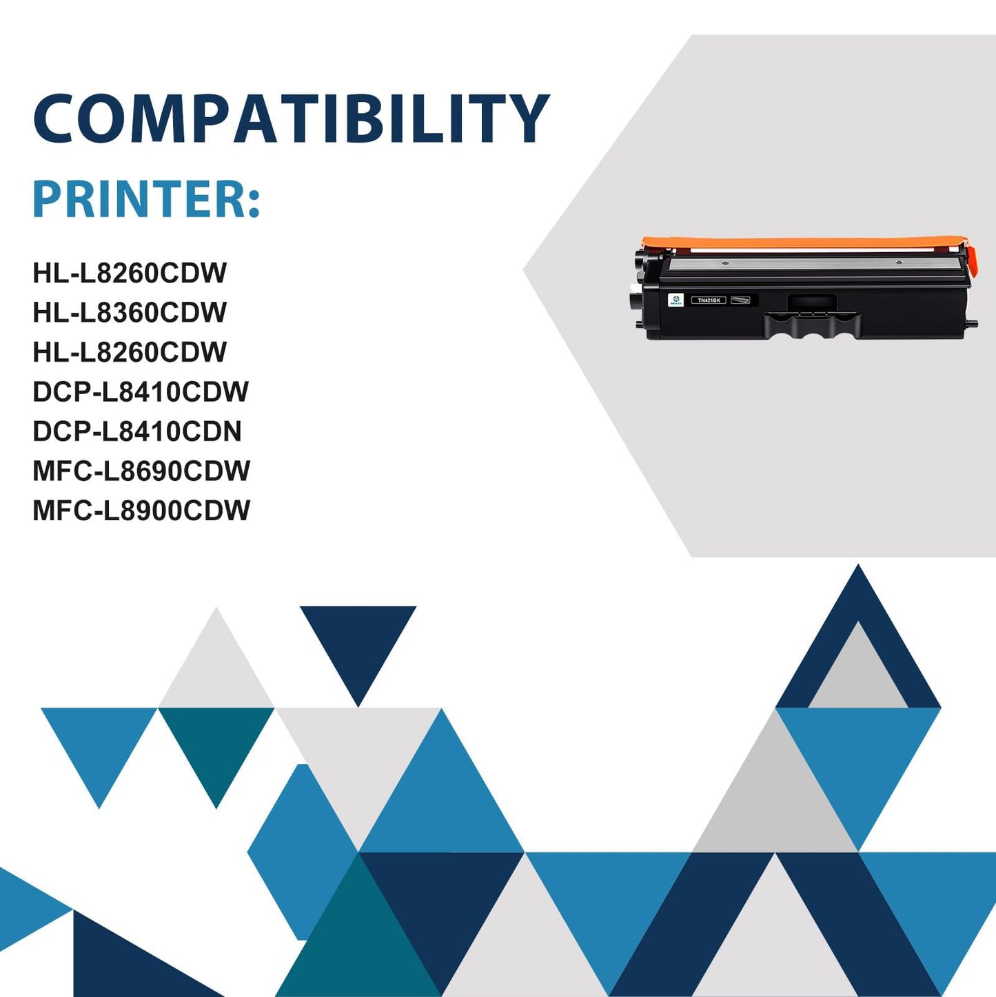 4-pack TN421 TN423 Compatible TN-421 Toner for Brother MFC L8690CDW MFC-L8690CDW HL-L8360CDW HL-L8260CDW DCP-L8410CDW MFC-L8900CDW TN-421BK TN-421C TN-421M TN-421Y (Black Cyan Yellow Magenta)