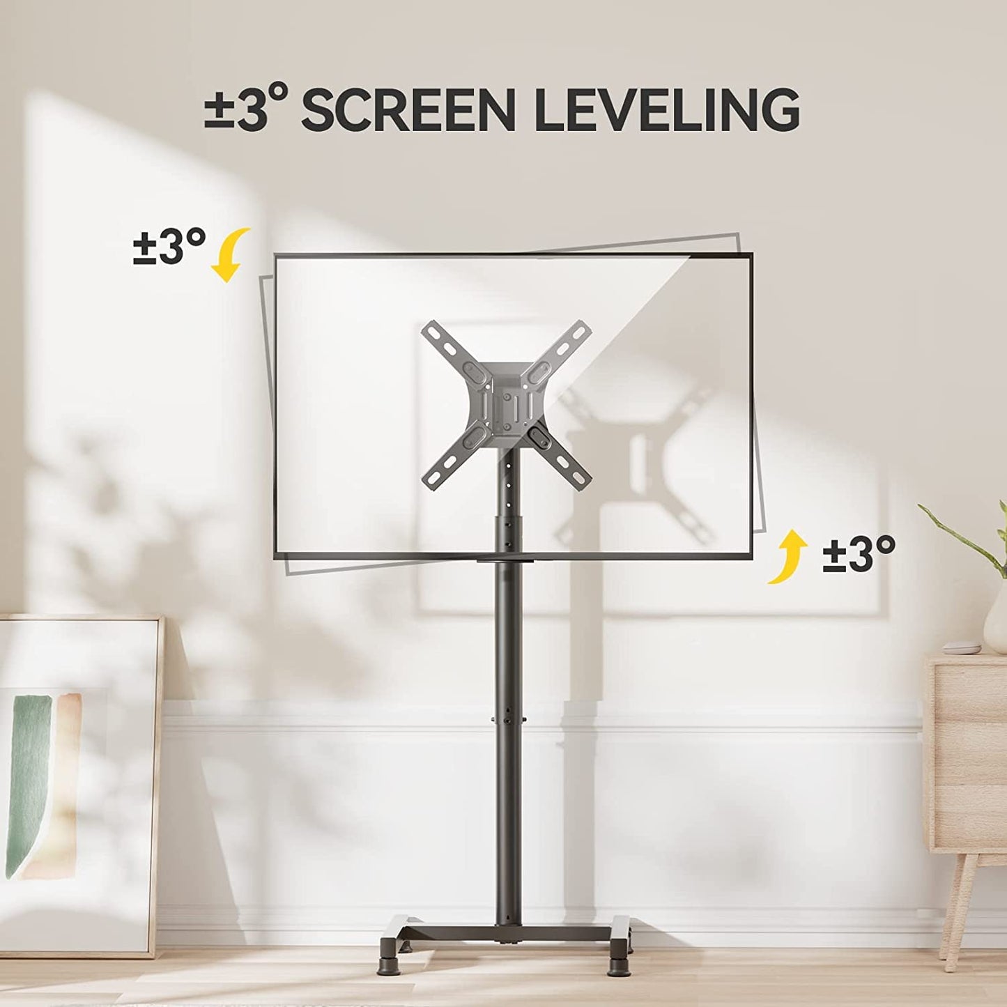 AM alphamount TV Stand TV Floor Stand for 13-50 Inch Flat & Curved TVs up to 20 KG, Monitor TV Stand with Tilt, Adjustable TV Stand Foot Max. VESA 200 x 200 mm