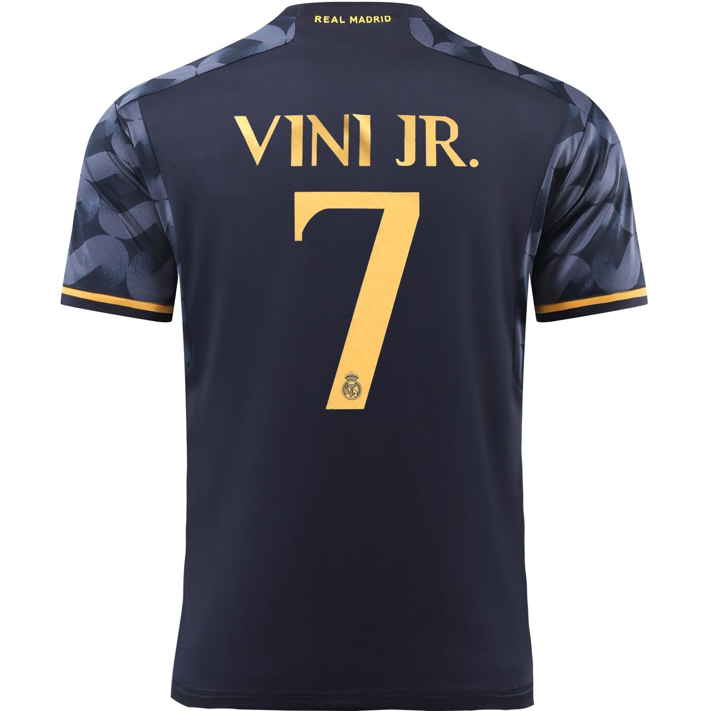 BlackAzat 2023/2024 Madrid Away #7 Vini Jr. Vinicius Soccer Football Kids Jersey Shorts Socks Set Youth Sizes (Navy,24)
