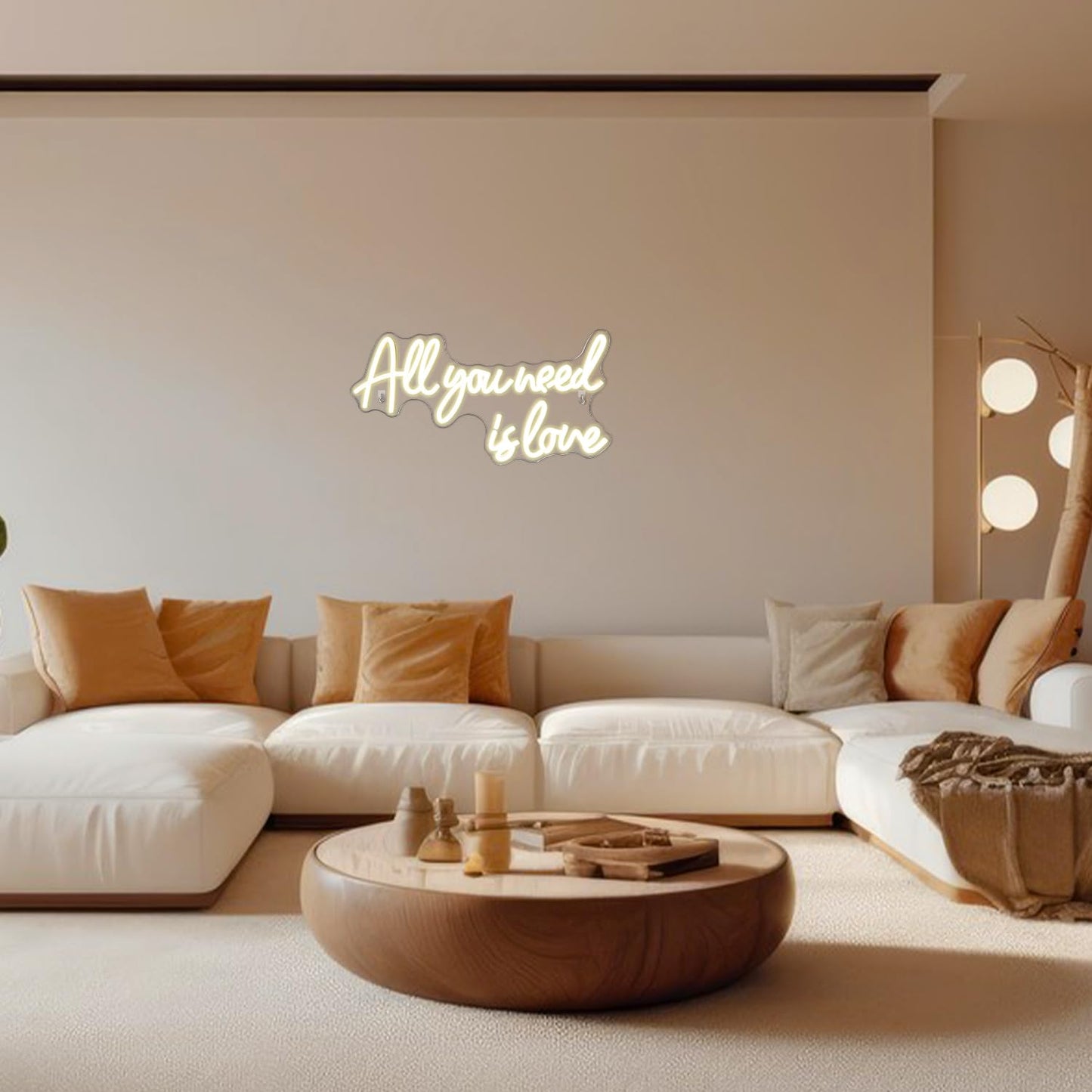 "All You Need is Love" neon sign, warm white neon light lettering for wall decoration, LED sign for bedroom, wedding, room decor, anniversary, Valentine's Day, party decor.