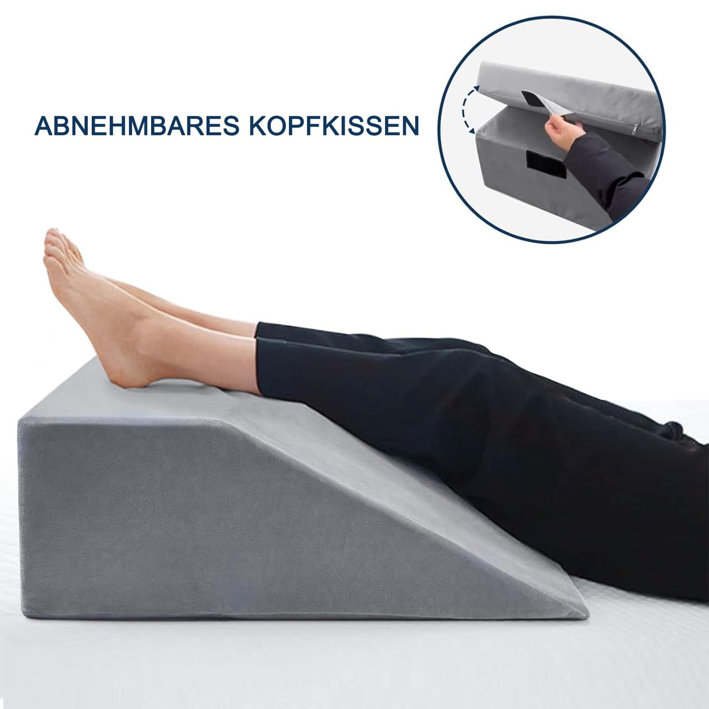 NOFFA Reading Pillow & Wedge Pillow for Leg Elevation, Memory Foam Neck, Back, Leg Support Pillow, removable multipurpose cushion for bed, sofa, sitting, sleeping, resting (Gray)