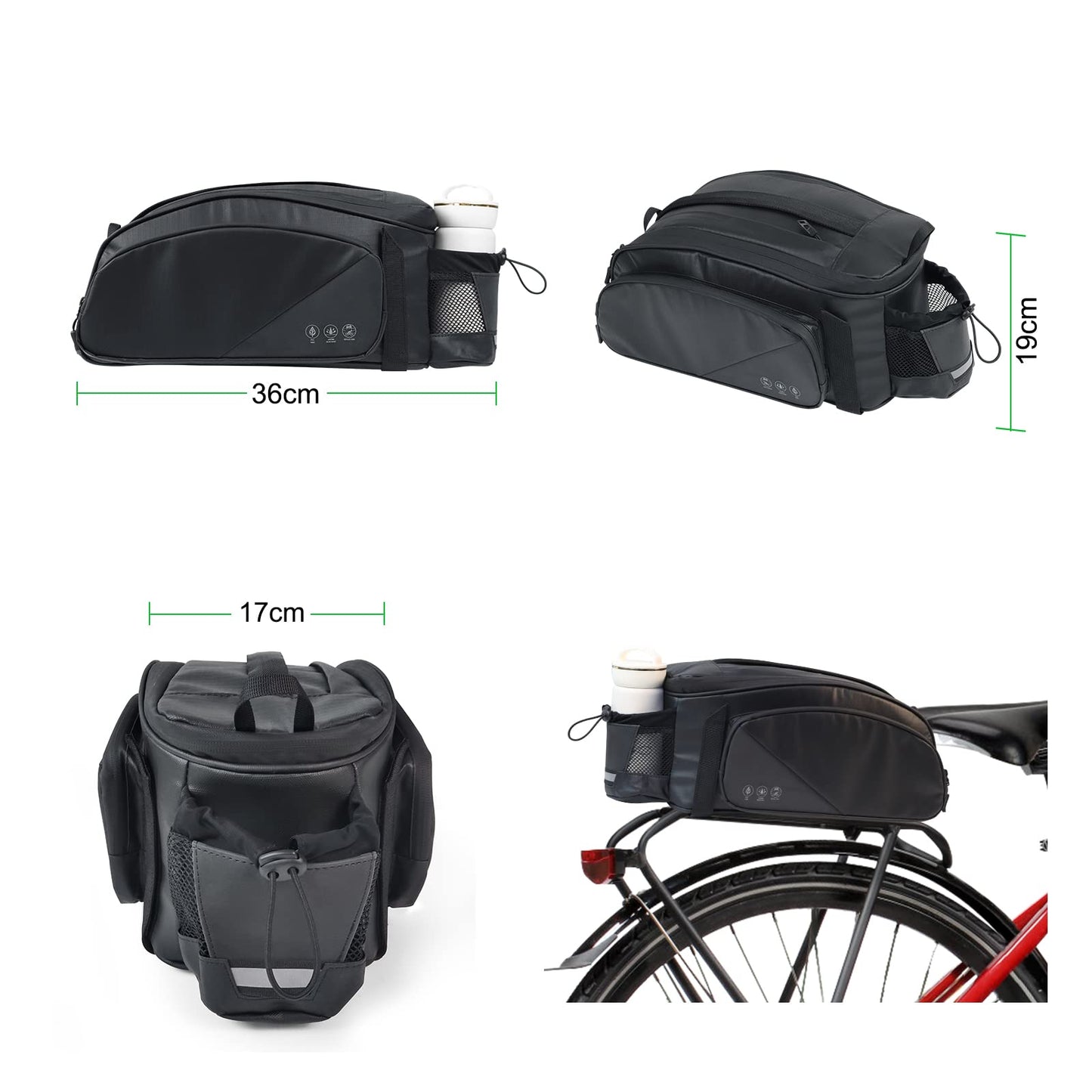 HOMPER bike bags for luggage carrier Reflective luggage rack bag Multifunctional rear luggage bag rear seat bag, 11L