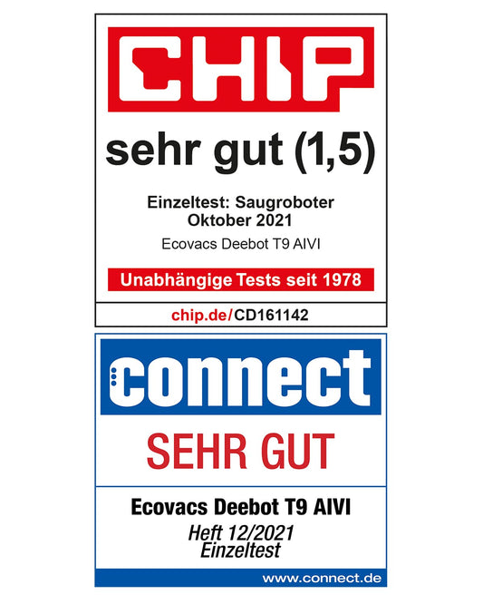 ECOVACS DEEBOT T9 AIVI robot vacuum with mopping function (3000Pa AIVI human/obstacle avoidance, Tangle-free AeroForce® Multi-Surface Rubber Brush, OZMO Pro)