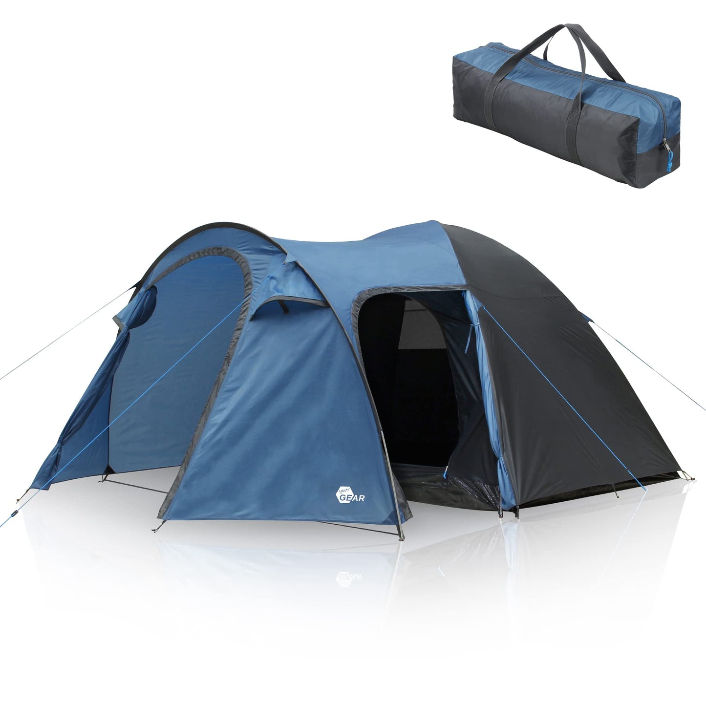 your GEAR Cetona tent - 5 person camping tent with dark sleeping cabin, dome tent with 3000 mm water column, living area/front room, 2 entrances and standing height, waterproof festival tent
