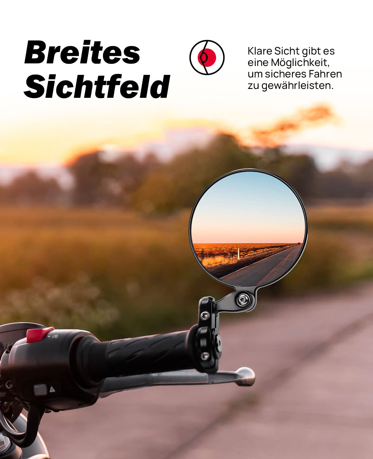 KEMIMOTO CNC Motorcycle Mirrors, E24 Certified, 360° Rotatable, Round Handlebar End Mirrors, Compatible with Scooter, Roller- Sturdy Aluminum Alloy