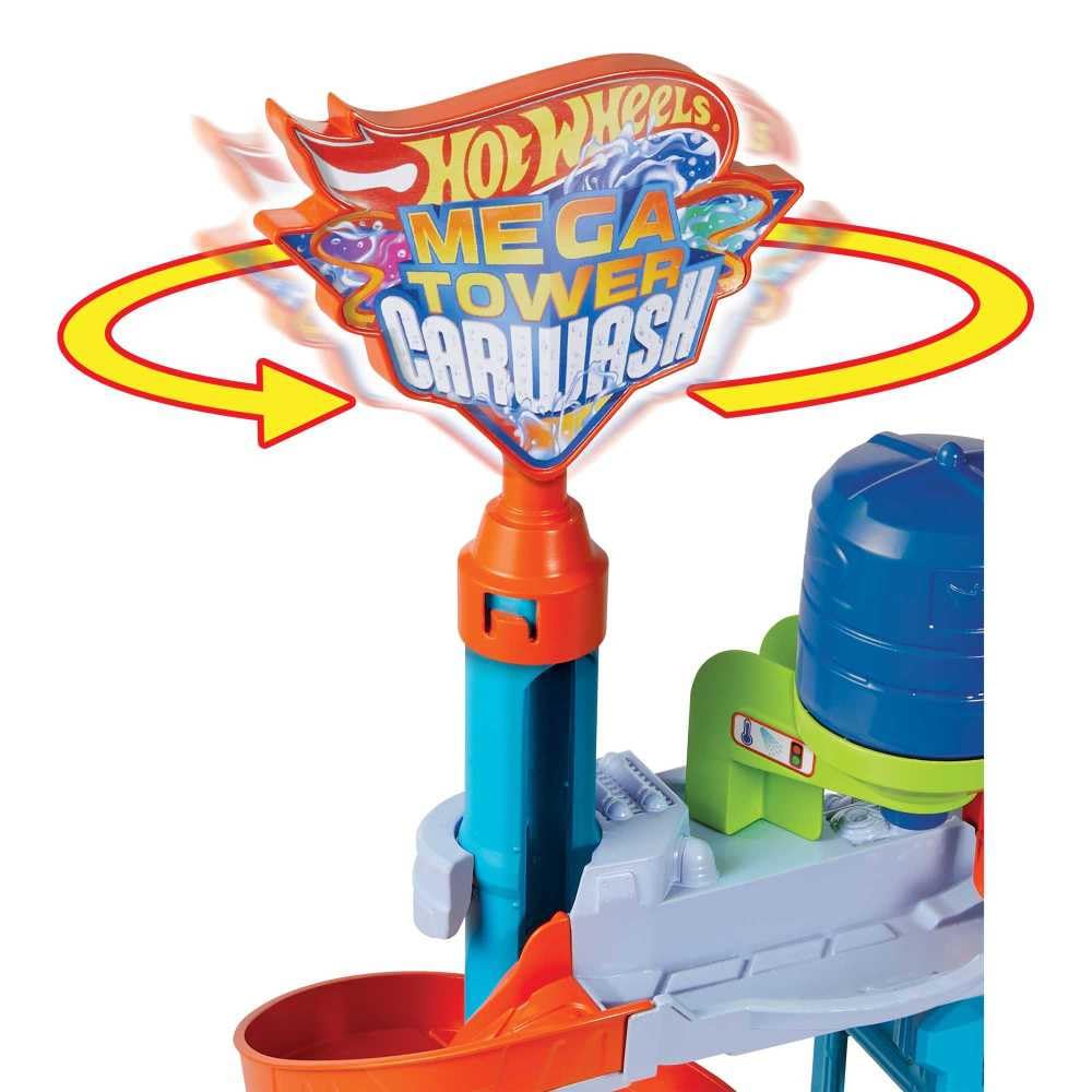 Hot Wheels City Race Track with Car Wash, color-changing feature, includes 1 toy car, suitable for kids aged 4 and up, HDP05.