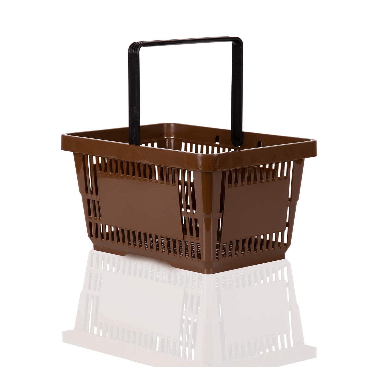 10x Shopping Basket 22l with 1 handle Plastic Basket Baskets stackable | Basket sturdy | Plastic Basket food-safe | Shopping Basket | Hand Basket holds up to 30kg (Brown)