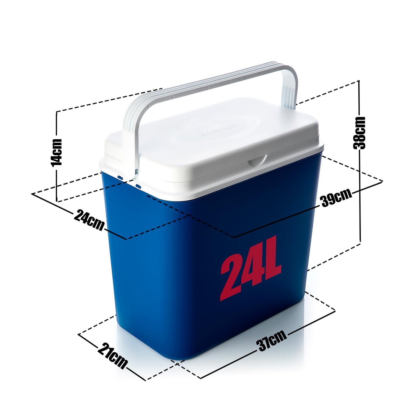 BigDean Cooler Box 24 liters blue/white - Insulated box with up to 14 hrs cooling - Cool bag for on the go - Outdoor thermobox for camping, picnic & garden - Made in Europe