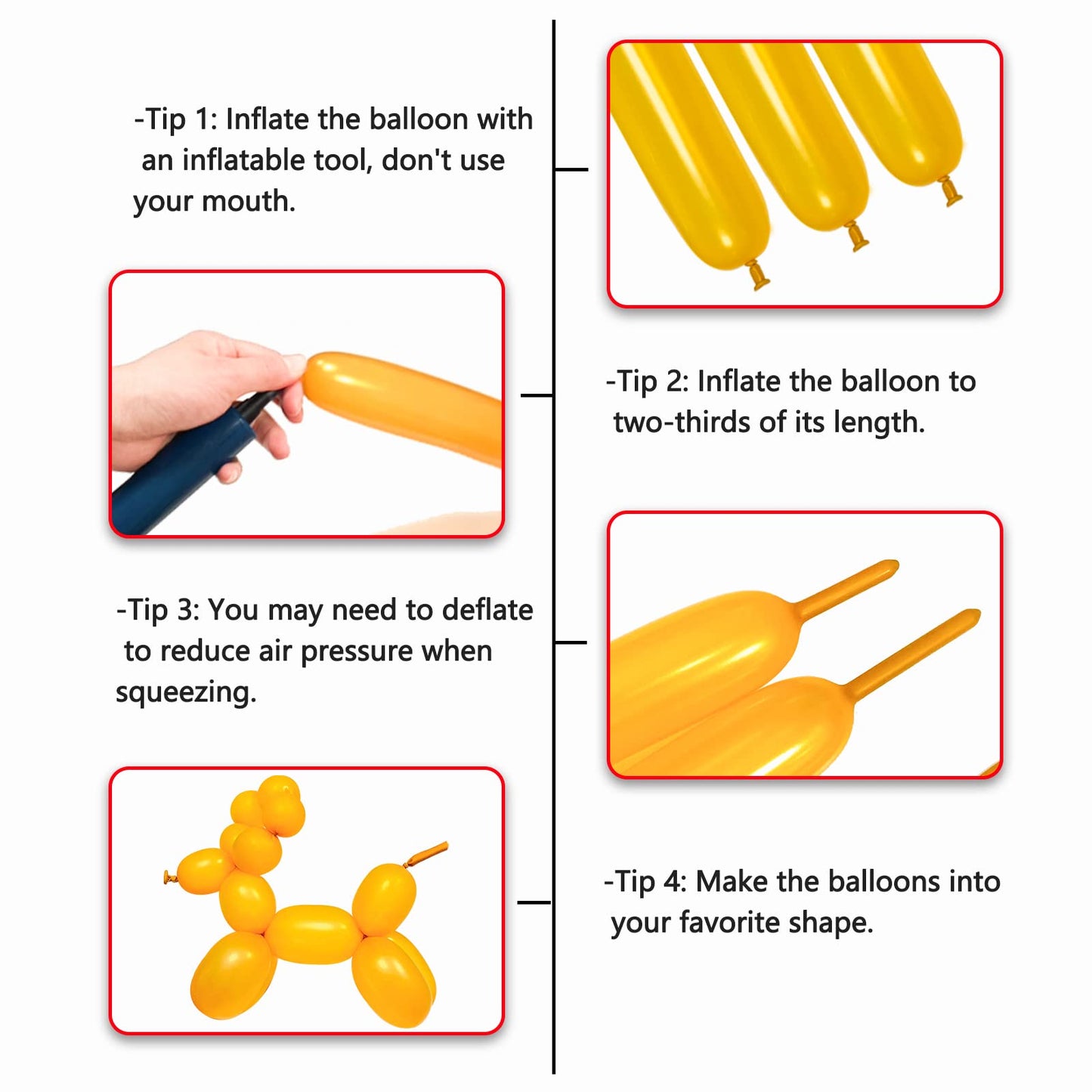 HYKJNBW Magic animal twisting balloons, perfect for wedding and birthday party decorations, 100 pieces (Gold)