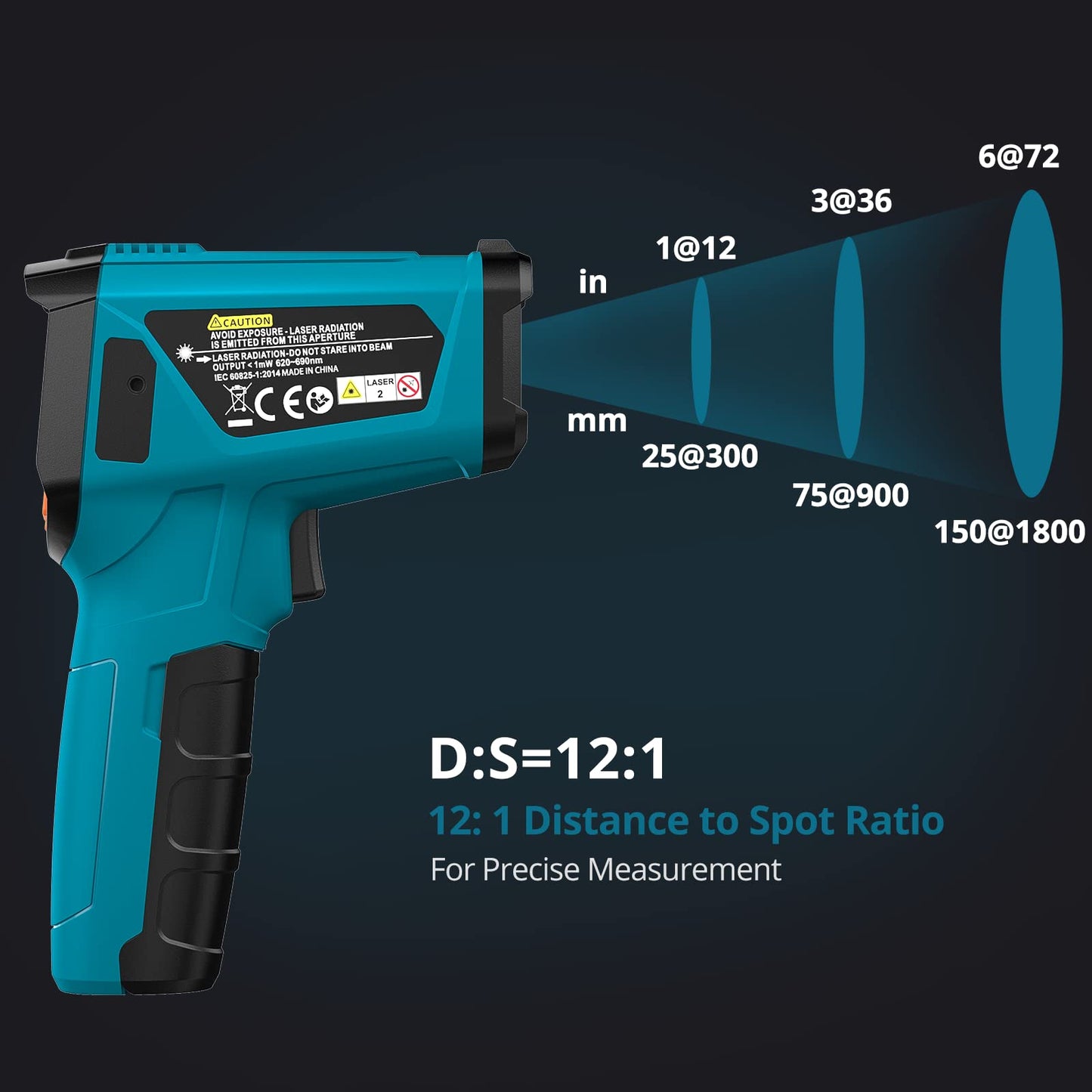 Infrared Thermometer (not for humans) -50°C to 800°C Tilswall IR Digital Laser Temperature Gauge with Cooking LCD Display for Cooking/Barbecue/Pizza Oven/Freezer/Industry
