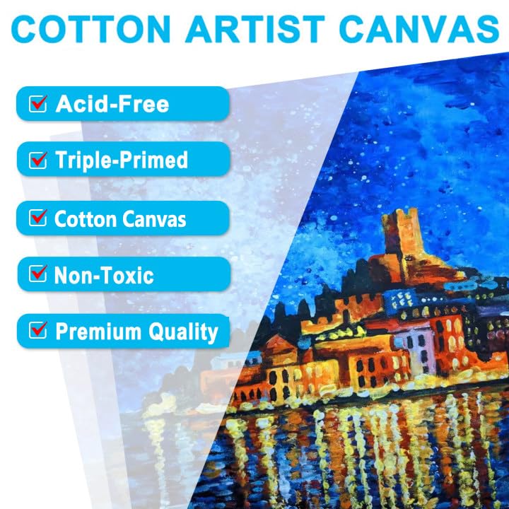 Canvas for Painting Set (10 pack) - 30 x 30 cm, Pre-Stretched White Artist Canvas Panel Canvases - 3mm thick painting cardboard - Suitable for Acrylic and Oil Painting as well as Sketching and Drawing.