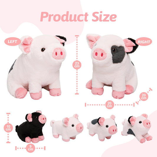 OUOZZZ 5 pieces pig plush toy, 23cm soft pig stuffed toy with 4 baby piglets inside - party birthday gift lucky pig decor for kids