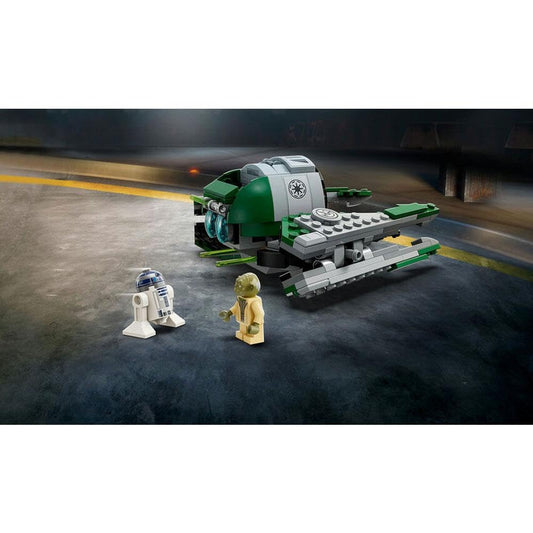 LEGO 75360 Star Wars Yoda's Jedi Starfighter building toy, Clone Wars vehicle set with Master Yoda minifigure, lightsaber, and R2-D2 droid figure.
