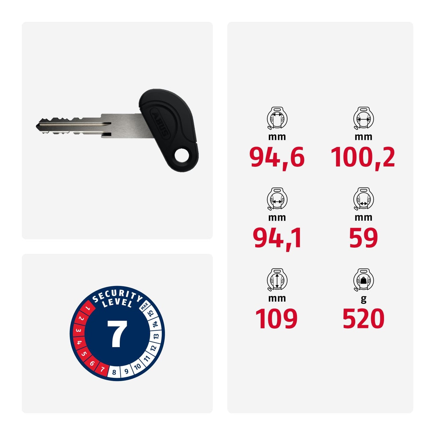ABUS Frame Lock PRO TECTIC 4960 NR - Bike lock for attaching to the frame of the bike - 8.5 mm thick shackle - ABUS security level 7 - Black