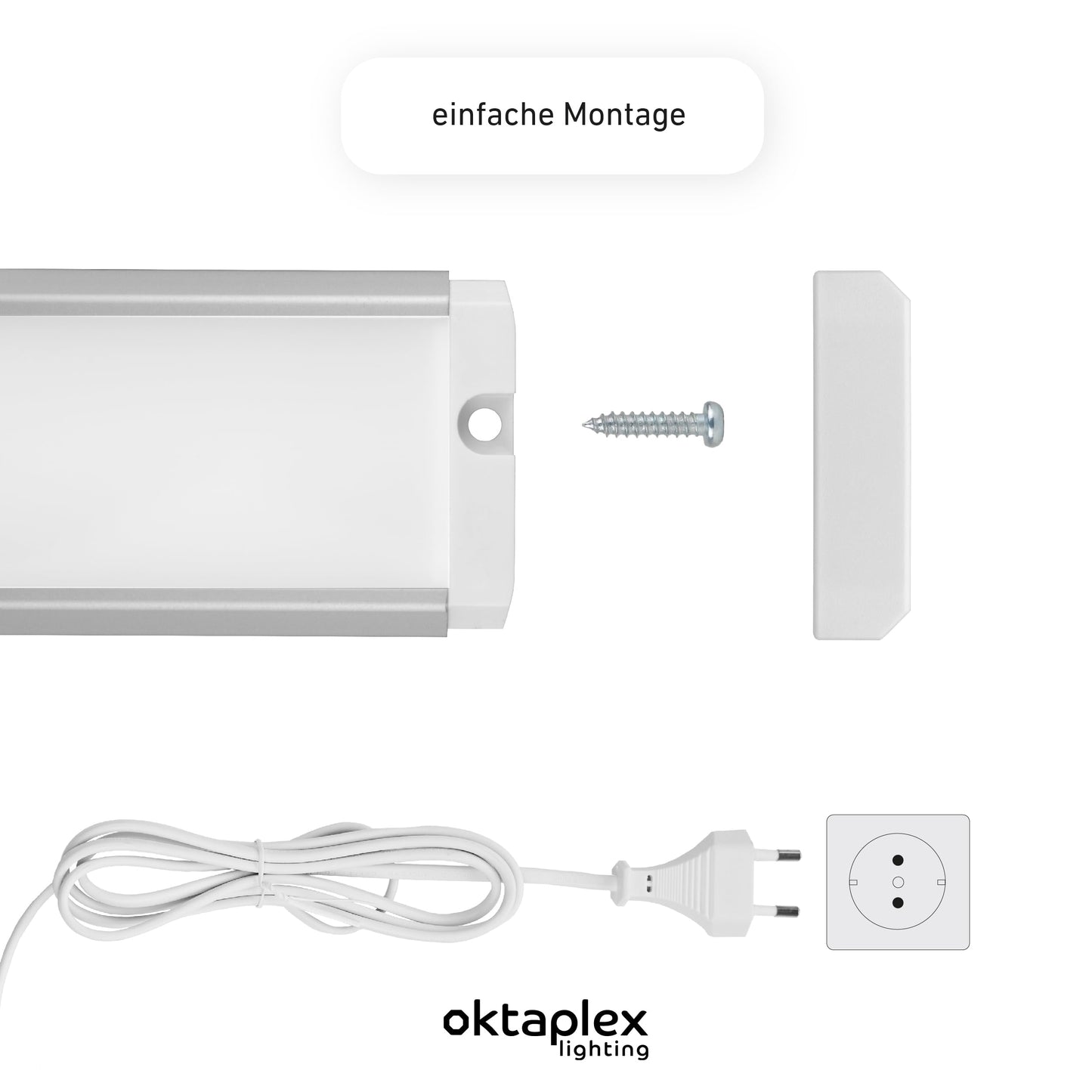 Octaplex Riva under cabinet LED light, 90cm, dimmable warm white 730lm, flat kitchen lighting with sensor. Under cabinet light, 10W, silver.