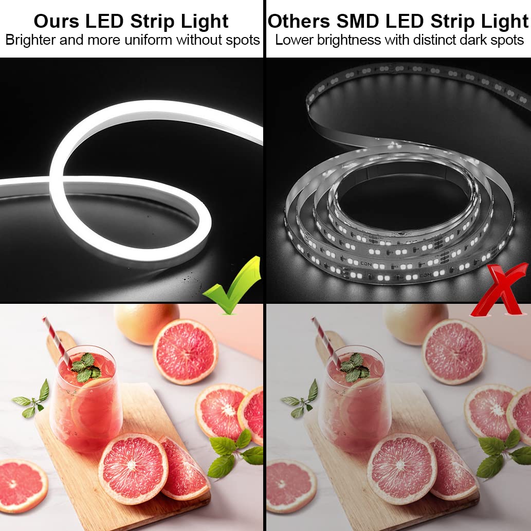 SUCIKORIO Neon Led Strip 50m, 230V Waterproof Fireproof IP65 Neon LED Strip White 6000K LEDs String Lights Outdoor 120 LED/M Flexible DIY Light Strip with Power Supply for Indoor Outdoor Decoration