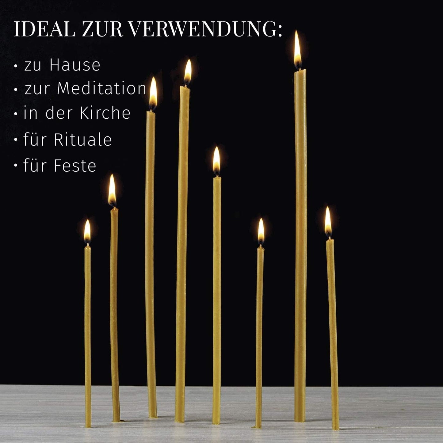 Danilovo Ritual Candles 100% Beeswax (Yellow) - Orthodox candles for prayer, table decoration, wedding - Non-toxic, soot-free - Dripless, Sustainable products, N20, Height: 30.5 cm, Ø 9.6 mm (75 pieces)