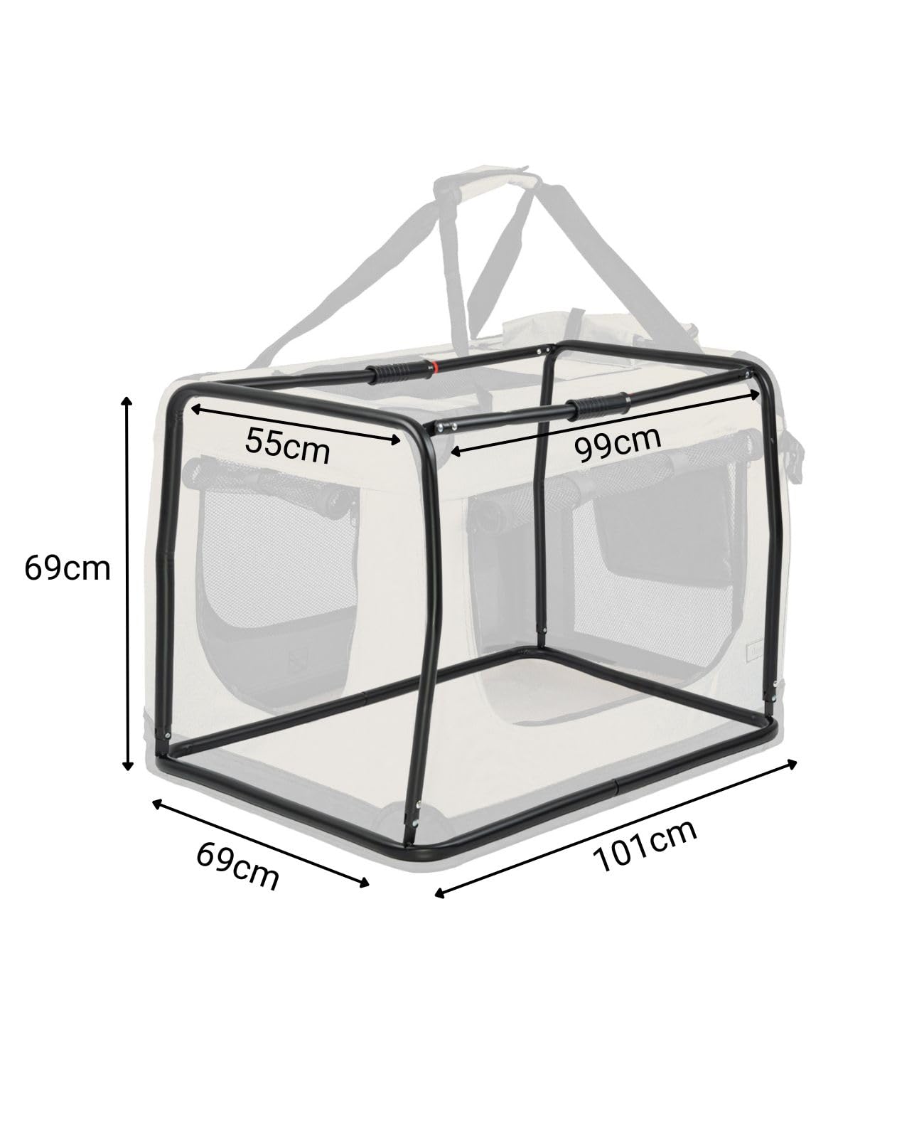 lionto Dog transport box foldable for travel & car, 101x69x70 cm, stable transport box with handles & blanket for cats & dogs up to 25 kg, sturdy fabric dog crate for small & large dogs, beige
