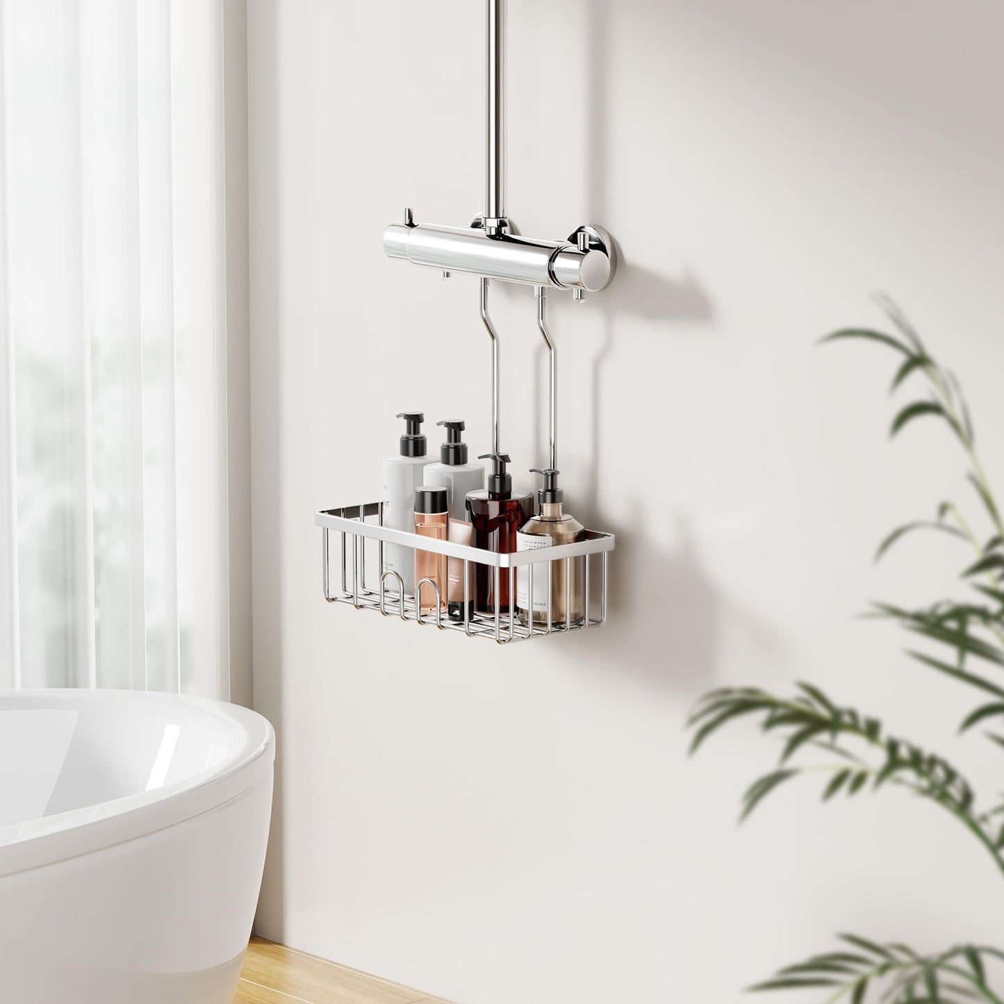 Shower Caddy without Drilling, Hanging Shower Shelf - Shower Caddy for Hanging Shampoo Holder for Shower, Shower Basket without Drilling Shower Holder Shower Shelf Bathroom Rack Soap Holder SS304 Stainless Steel 30x13x8.5cm