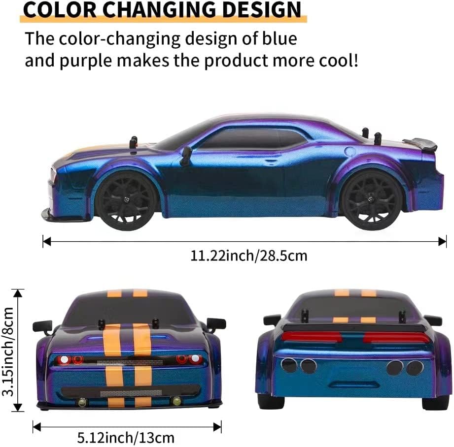 iBlivers Remote Controlled Drift Car, GT RC Drift Remote Control in scale with LED lights, 4WD toy car with drifting function for kids aged years old. Great gift for children.