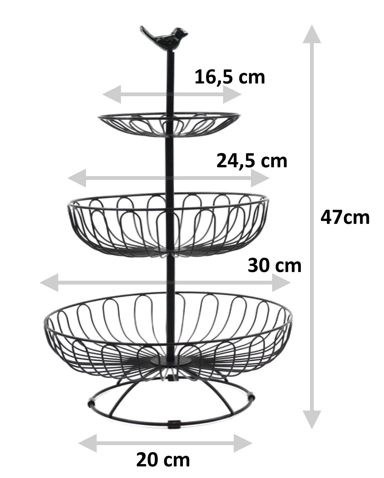 Auroni delicate fruit tier round 3-tier fruit basket fruit bowl metal - black - modern - decorative for more counter space eye-catcher - country style