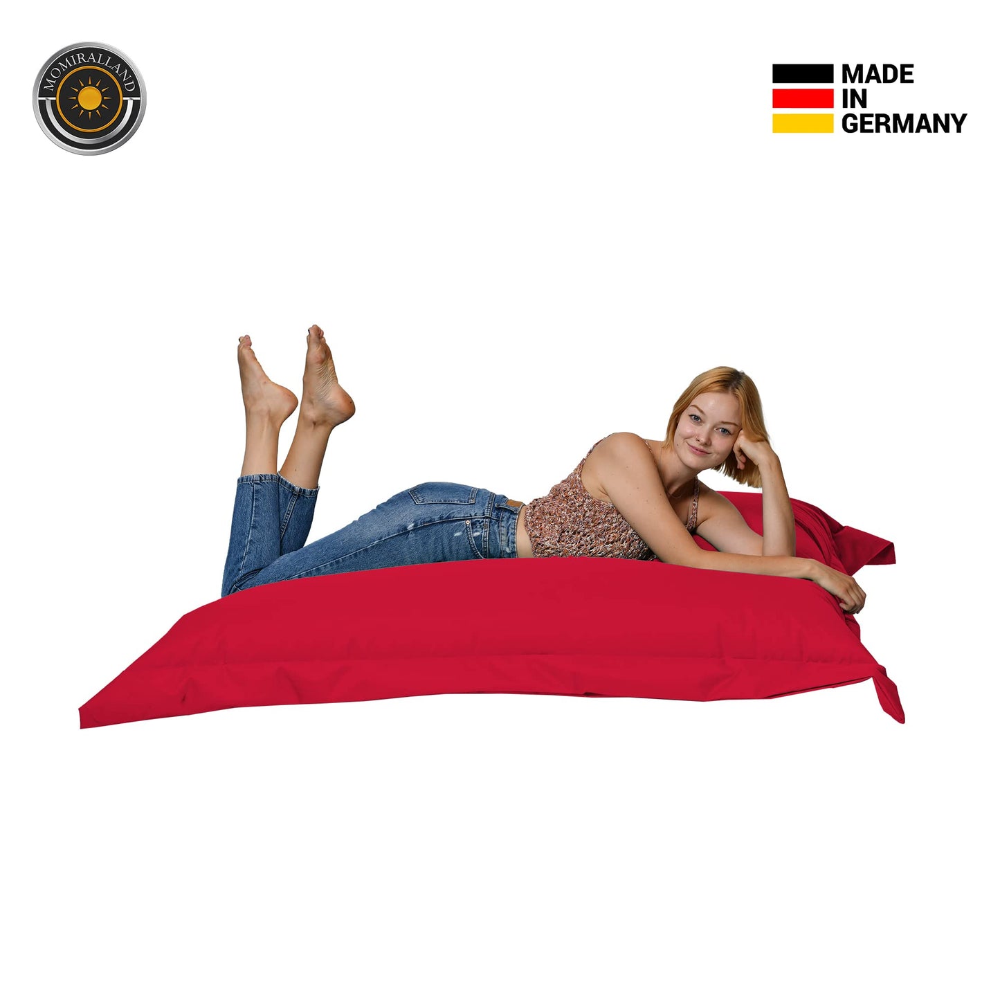 Momiralland Rectangular Bean Bag Chair - Indoor & Outdoor - 2 in 1 Function - for Relaxation - Giant Seat Cushion for Kids and Adults - EPS Bead Filling (Kiwi, Indoor & Outdoor 120 x 140 cm)