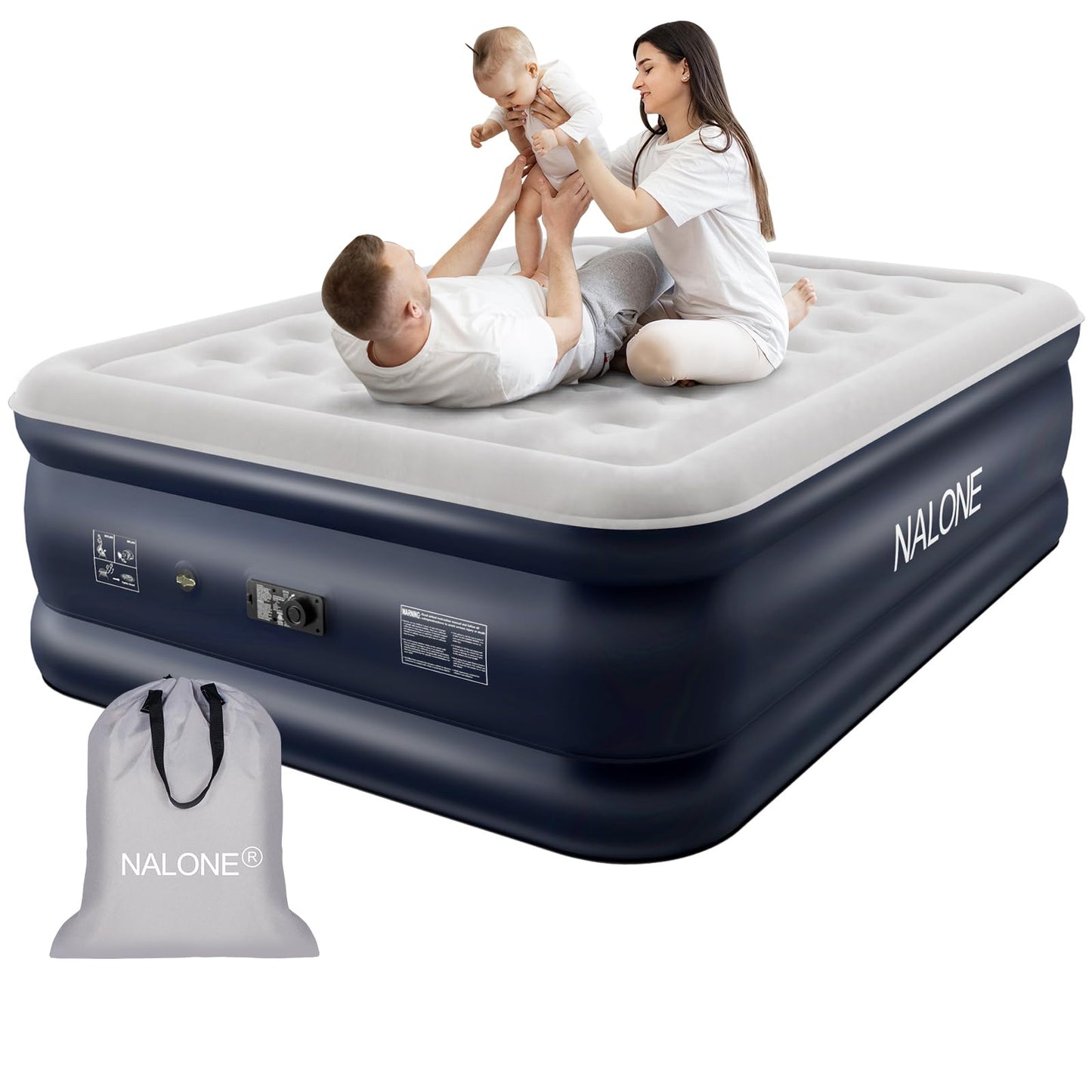 NALONE Air Mattress for 2 Persons, Self-Inflating Air Mattress with Integrated Pump, Self-Inflating Air Bed in 3 Minutes, Inflatable Mattress for Camping & Home Use (Queen)