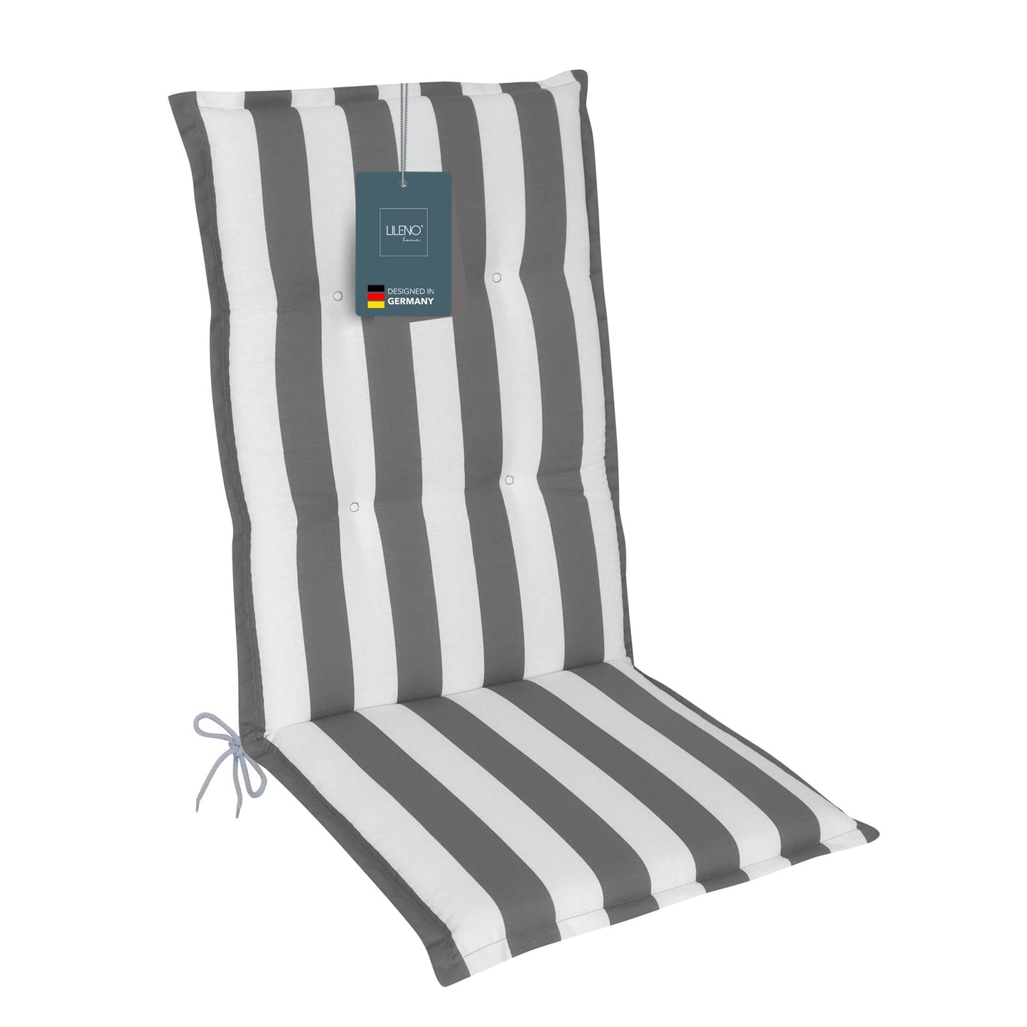 LILENO HOME garden chair cushions in block stripes gray - Set of 1 high-back chairs - Comfortable cushions for garden furniture - Seat cushions for garden chairs and folding chairs.
