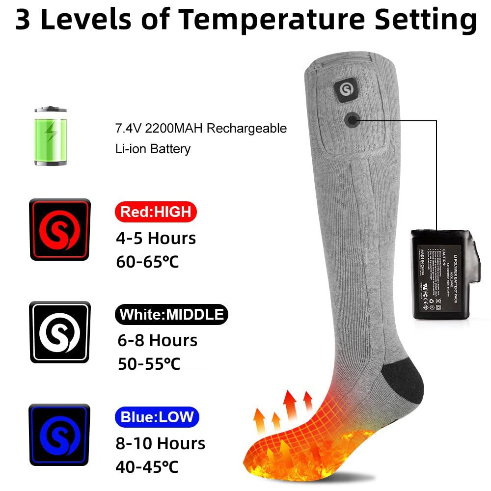 BARCHI HEAT Heated Socks for men & women, rechargeable electric heated socks, winter foot warmers, suitable for skiing, cycling, fishing, hunting, etc.
