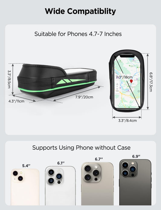 Vitalismo Waterproof Phone Mount Bike Handlebar Bag 360° Rotatable Motorcycle Phone Holder for 4.7-7 Inch Smartphone with Rain Cover Phone Mount Handlebar Bag Bicycle Bag Phone Case