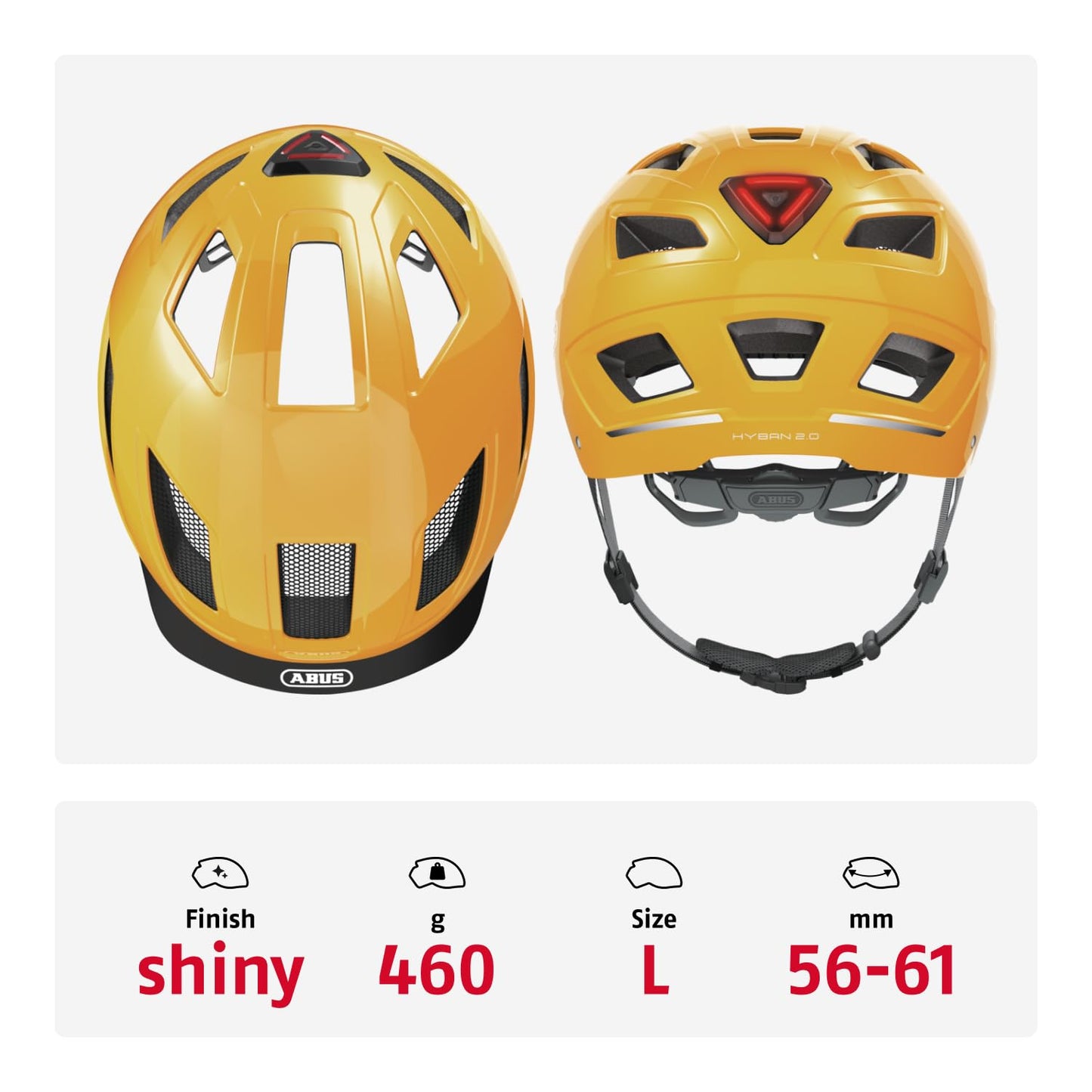 ABUS HYBAN 2.0 bike helmet, Yellow (icon Yellow), L