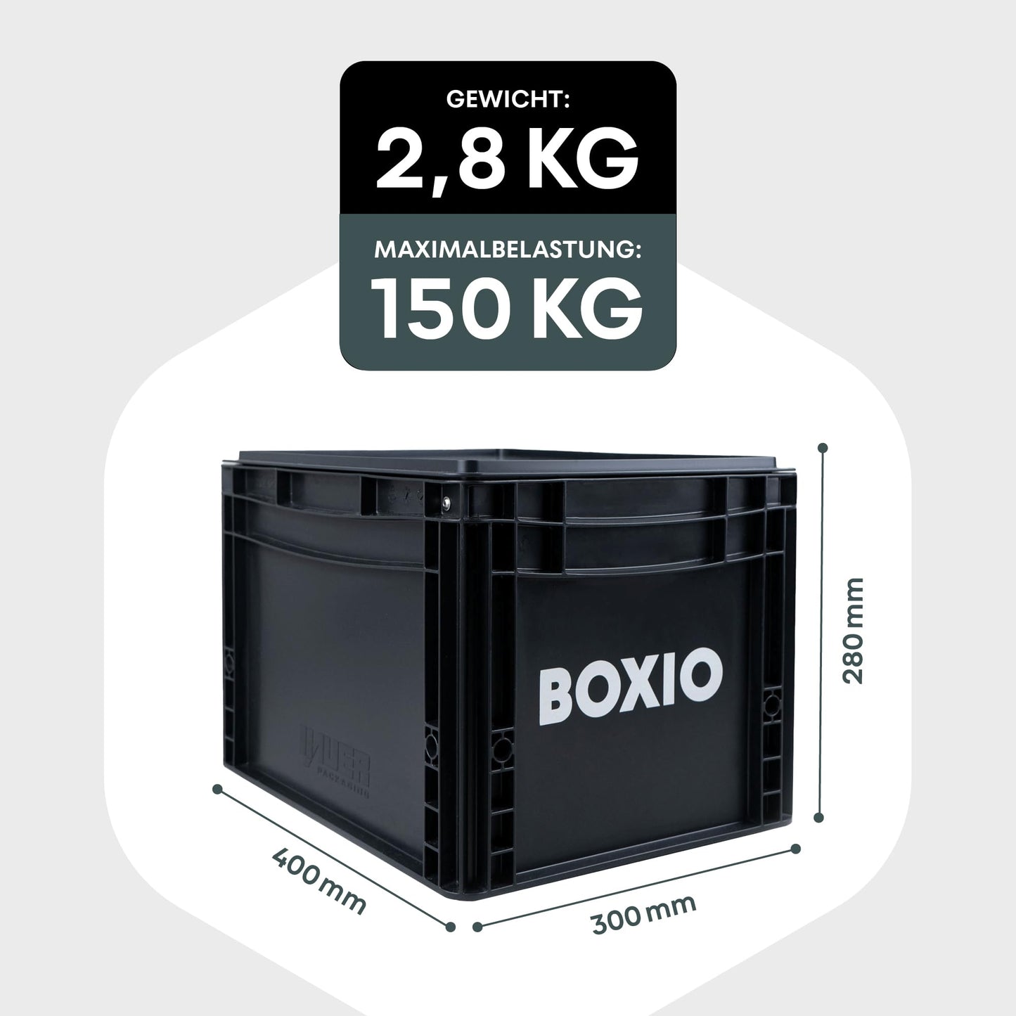 BOXIO - Toilet Max+: Camping toilet complete set, mobile dry separation toilet without chemicals for camping, van, outdoor, rooftop tent. Toilet on Eurobox basis without electricity for on the go, black, 40x30x28.