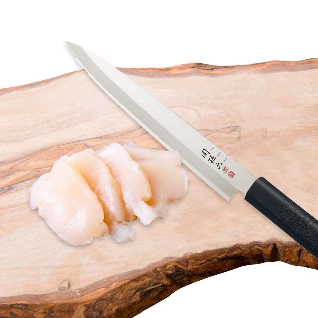 KAI Seki Magoroku Kinju and Hekiju Yanagiba Left-handed 21.0 cm blade length - 8A solid & SUS420J2 steel - 58 & 56 (±1) HRC - handcrafted - Pakkawood & PP plastic handle - fish knife - Made in Japan