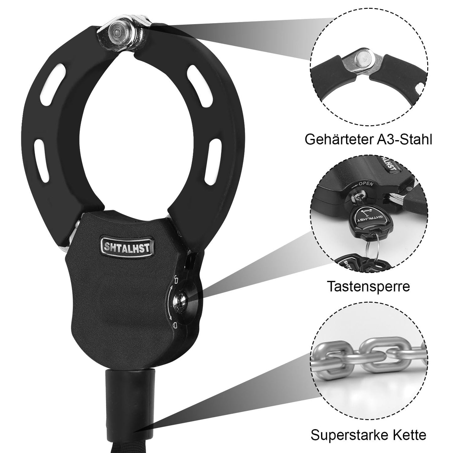 E scooter lock, handcuff lock, lock for e scooter with scooter bag, bicycle accessory, cut-resistant roller lock, handcuff cable lock for Segway, Ninebot, Xiaomi, NIU scooter.