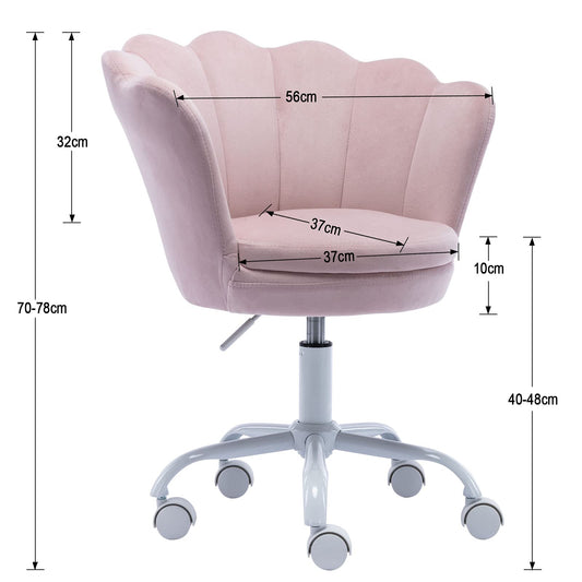 Wahson Velvet Kids Desk Chair Swivel Chair with Armrests for Girls Children Study Office Chair Height Adjustable (Light Pink)