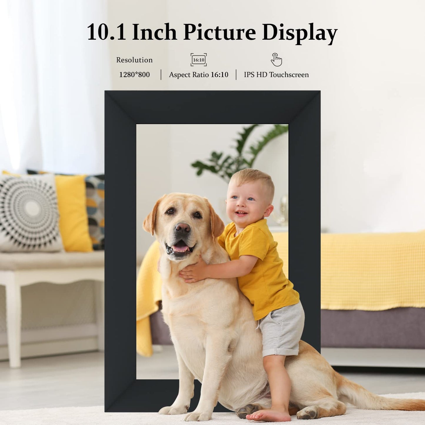 AEEZO 10.1 inch WiFi Digital Picture Frame,1280x800 IPS Touchscreen Electronic Photo Frame,32GB Storage,Auto Rotation,Supports Micro SD Card