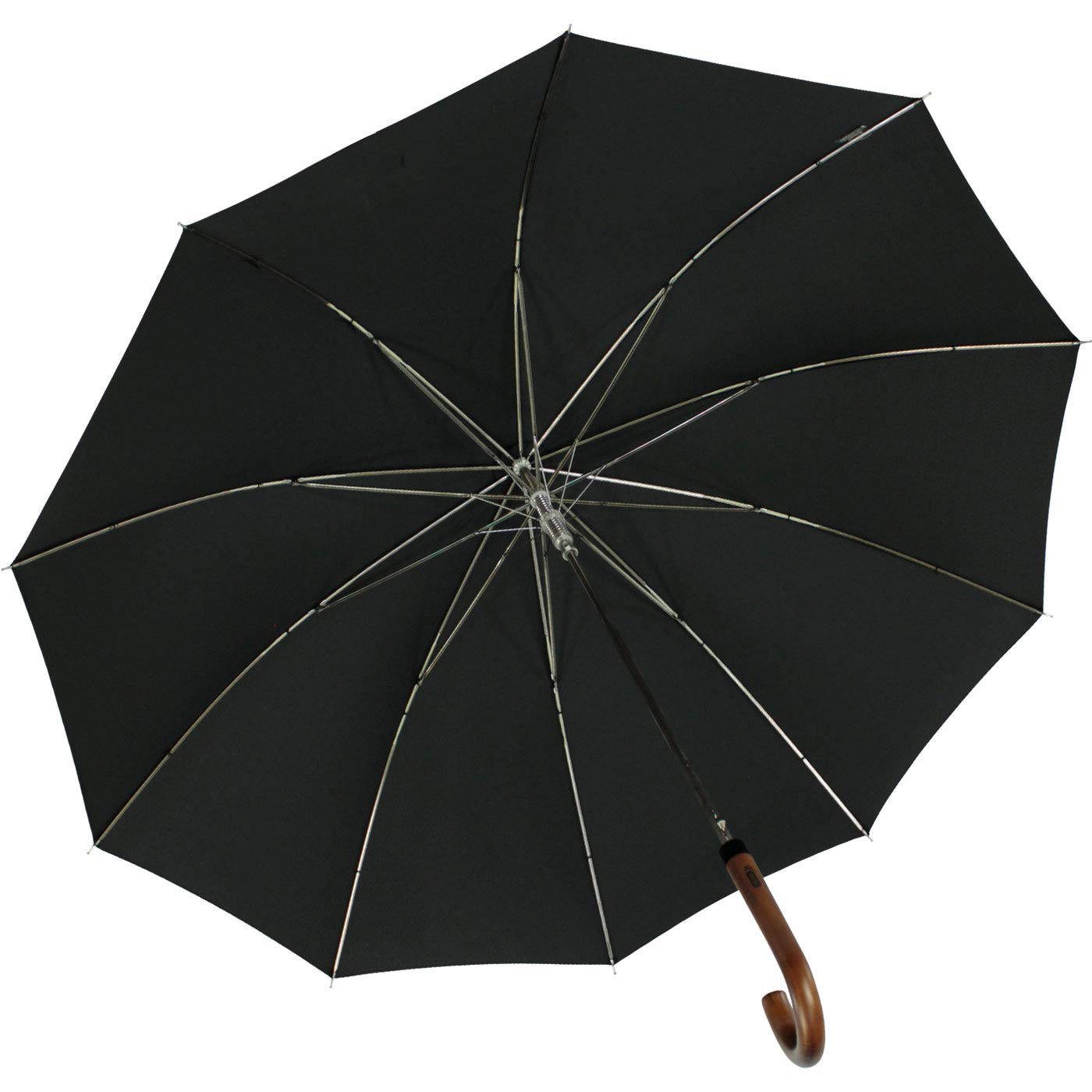iX-brella men's automatic umbrella with genuine wood crook handle in black