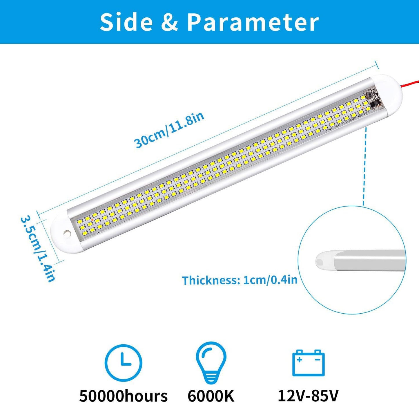 Intckwan (4 Pieces) 120 LED Car Interior Lighting, 12 Volt LED Lamp Camper, 12v LED Strip with Switch and 2 Extension Cables, LED for Car Van Bus Caravan Boat Camper Kitchen Bathroom Bar Truck