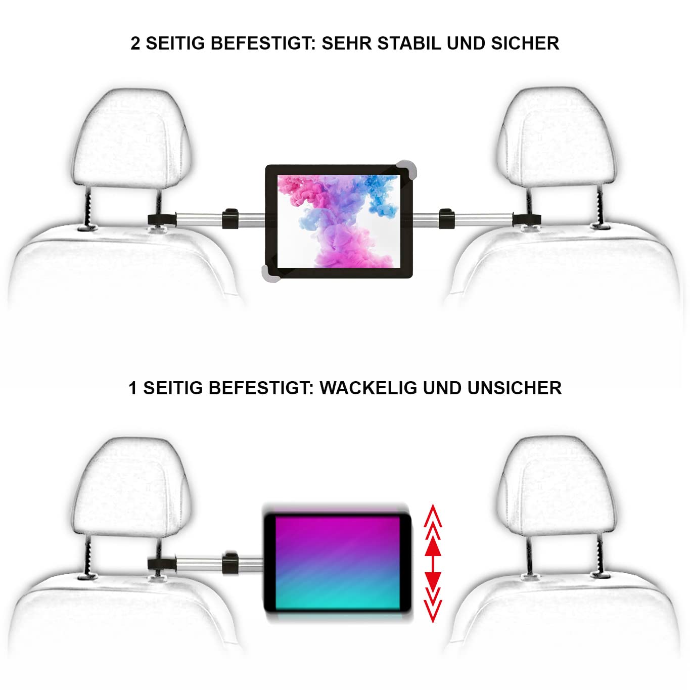 Girafus 9.5-14.5 inch Tablet Holder for Car/Even Large Tablets/iPad Pro/Galaxy S7 S8/ Lenovo Car Mount Center Headrest Stable/Headrest Holder Tablet Kids Backseat.