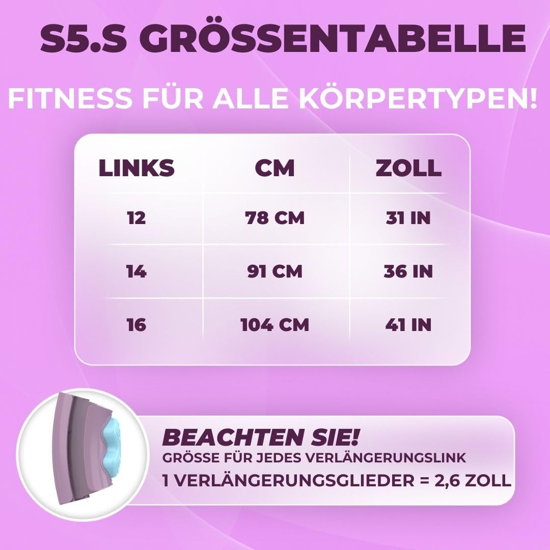 Swiss Activa+ S5.S Silent Hula Hoop hoop for adults with counter 60-112cm - Extra quiet - Doesn't fall down for women to lose weight - Smarter fitness with weight