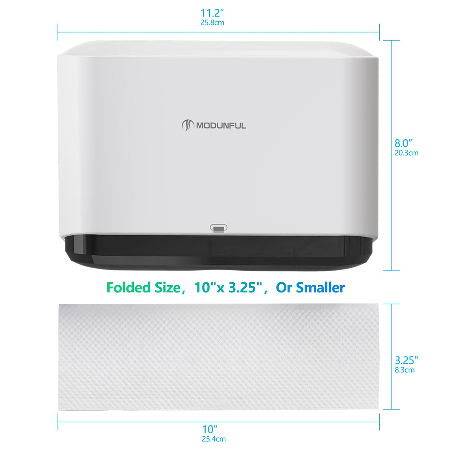 Modunful Paper Towel Dispenser Wall Mounted Paper Towel Holder without drilling for wall mounting, towel dispenser for Z/V-folded M-folded paper towels Paper towel holder for bathroom White