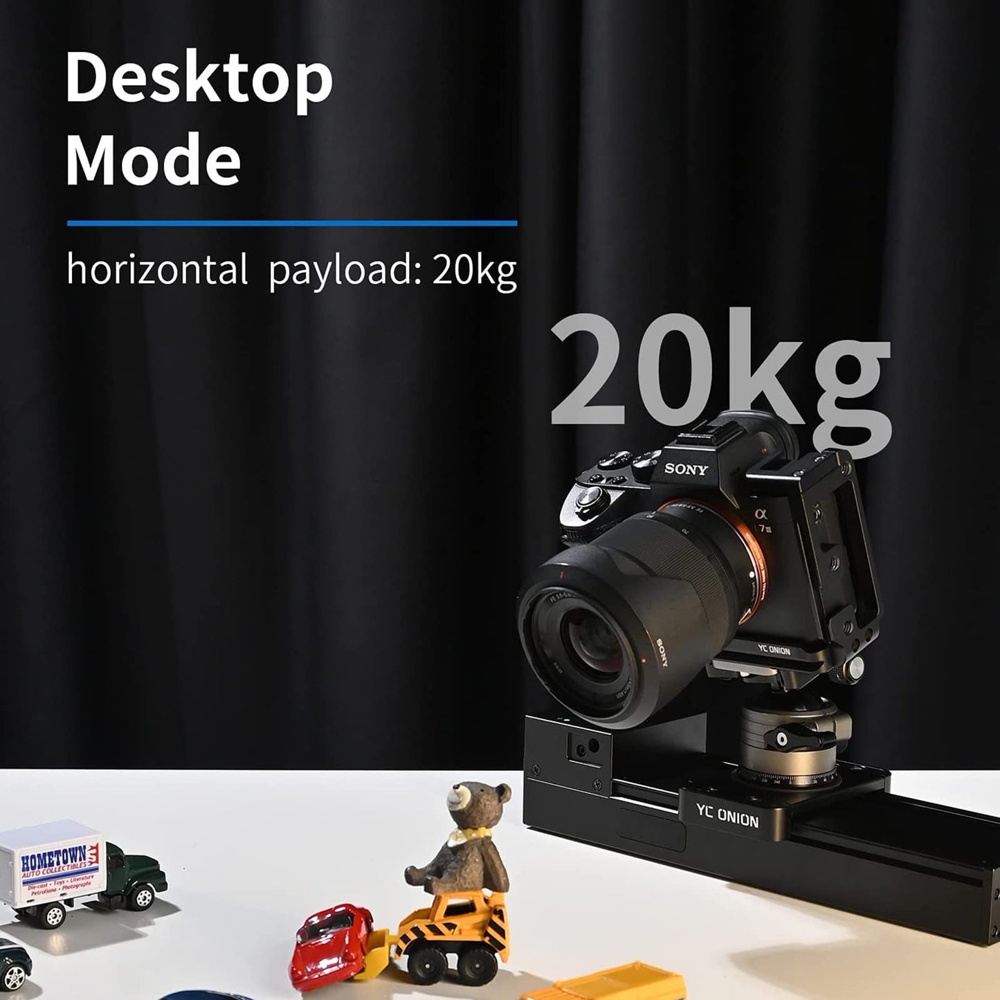 YC Onion 20cm Mini Motorized Camera Slider, Mobile Camera Slider with Motor, 4-Axis Linkage compatible with Zhiyun/DJI Ronin-S/RS 2/RS 3 Pro Stabilizer, Video Mode & Time-lapse Photography