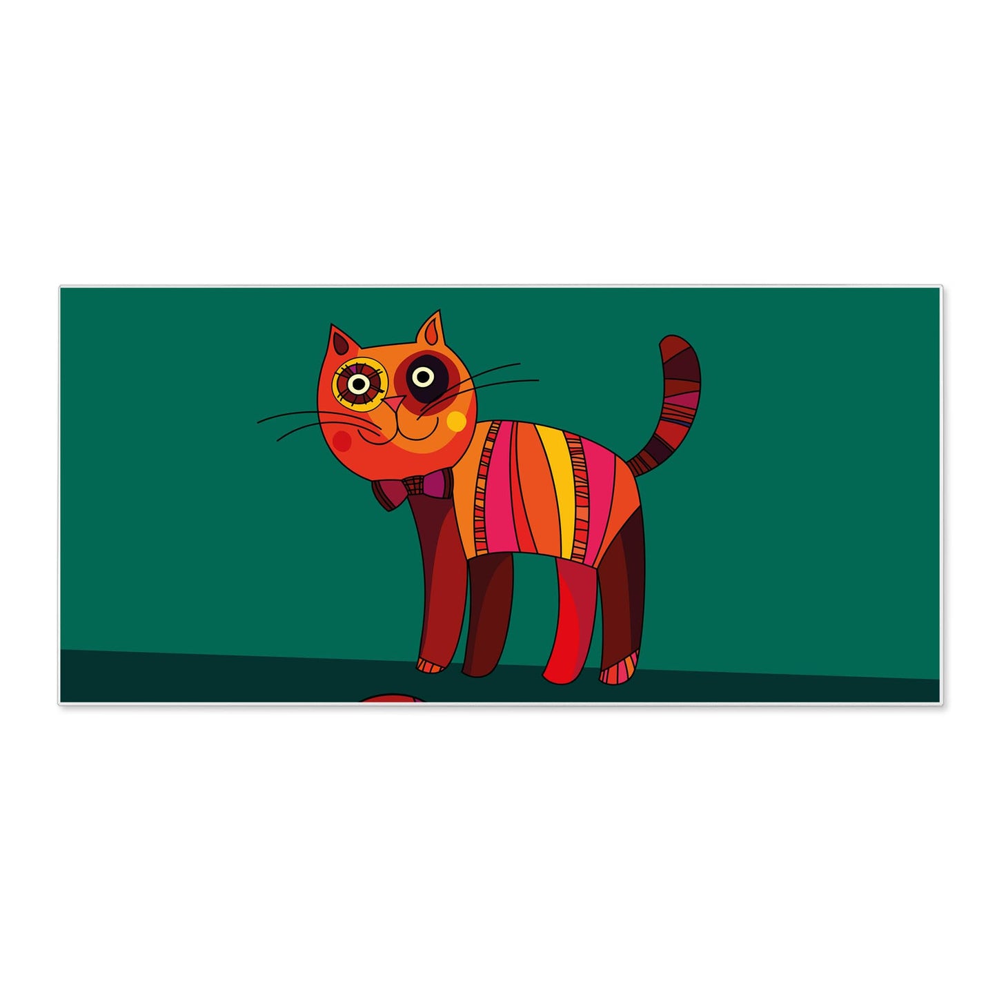 banjado magnetic board white 78 x 37cm / metal magnetic board as memo board/pinboard for kitchen, office, children's room incl. 4 magnets & mounting kit - design orange cat