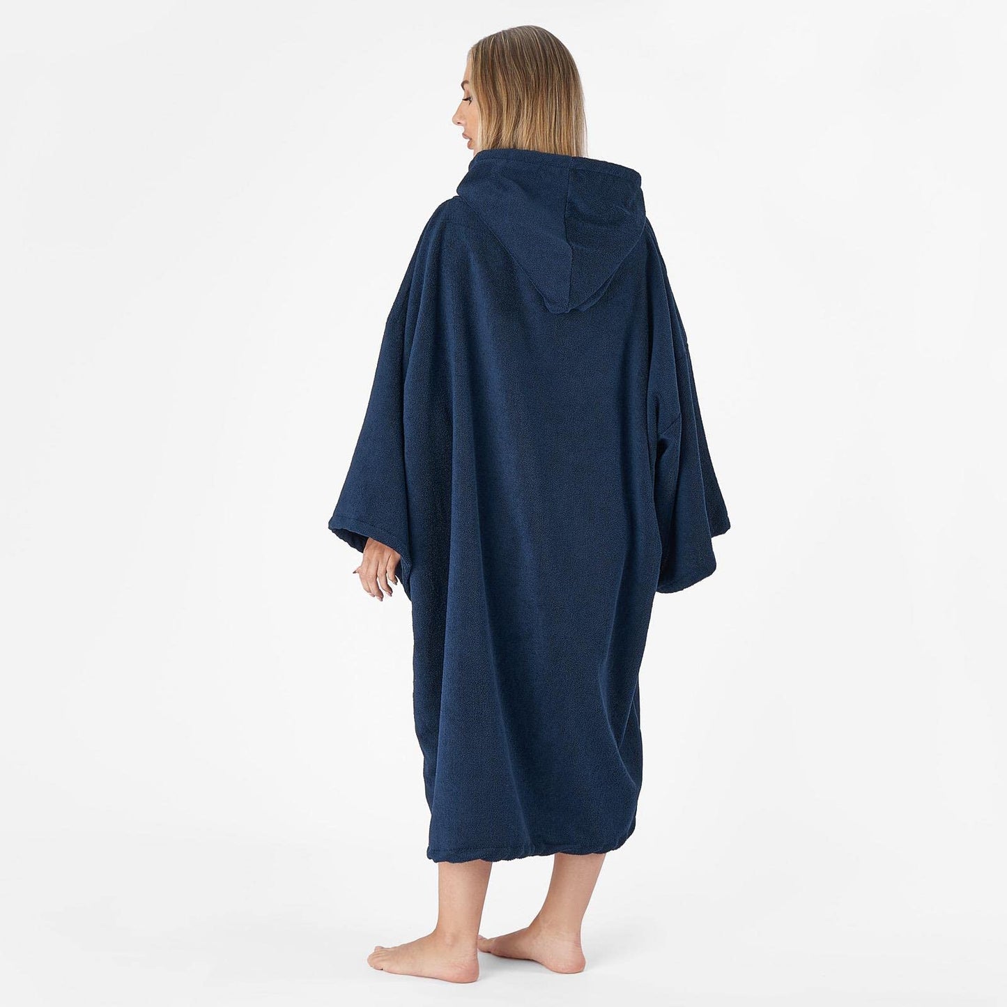 Brentford's hooded towel poncho for men and adults, large for bathing, swimming, surfing, wrapping, for men and boys bathing poncho ladies navy blue