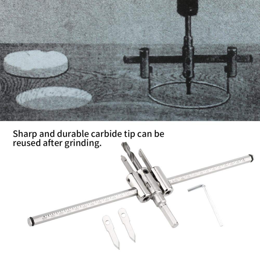 30-300mm Silver Adjustable Hole Saw Drill Set Circle Hole Saw Drill Set DIY Woodworking Hole Drill Tool