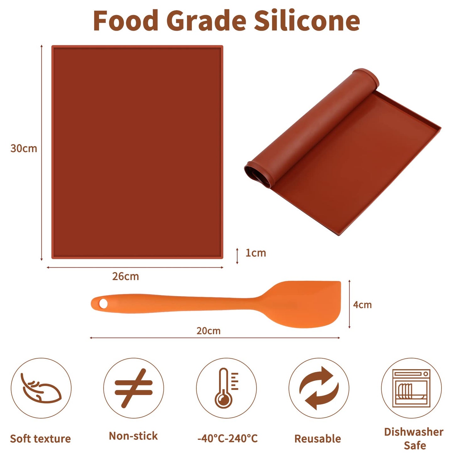 4 Pcs Silicone Dehydrator Sheets Non-Stick Drying Mat for Dehydrator with Scraper, Reusable Food Fruit Dehydrator Liners for Fruit Leather Baking Mat for Fruit Dryer, BPA Free