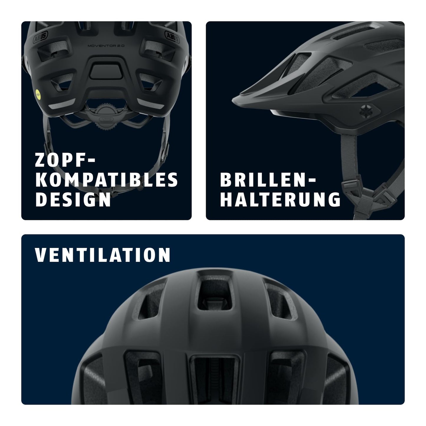 ABUS MTB helmet Moventor 2.0 MIPS - cycling helmet with impact protection for off-road use on the mountain bike - all-mountain helmet for women and men - black matt, L