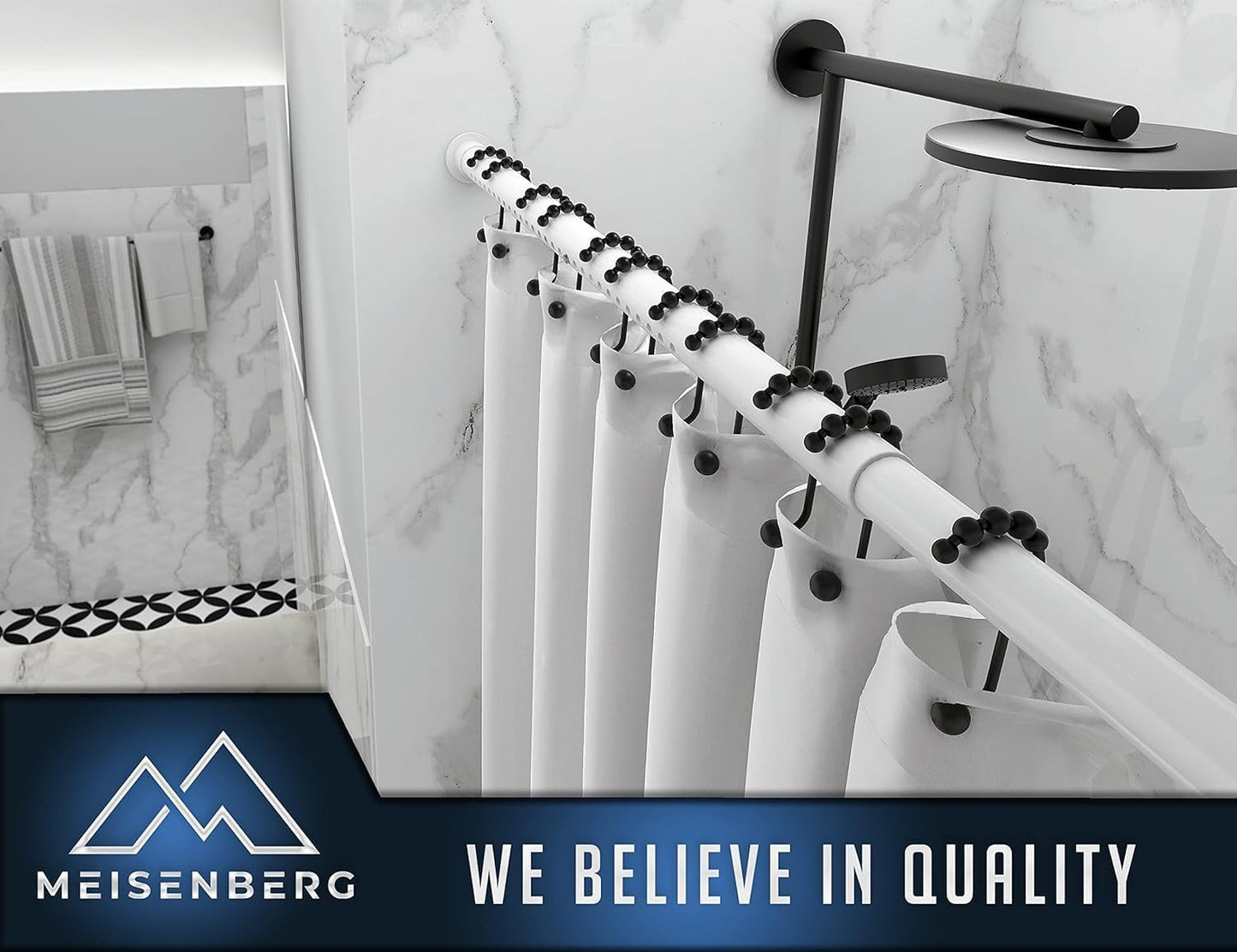 MEISENBERG Telescopic Pole without drilling 260-310cm, Γ32mm White Multifunctional Curtain Rod Clampable - Curtain Rod, Tension Rod Extendable - for your curtains, partition and balcony